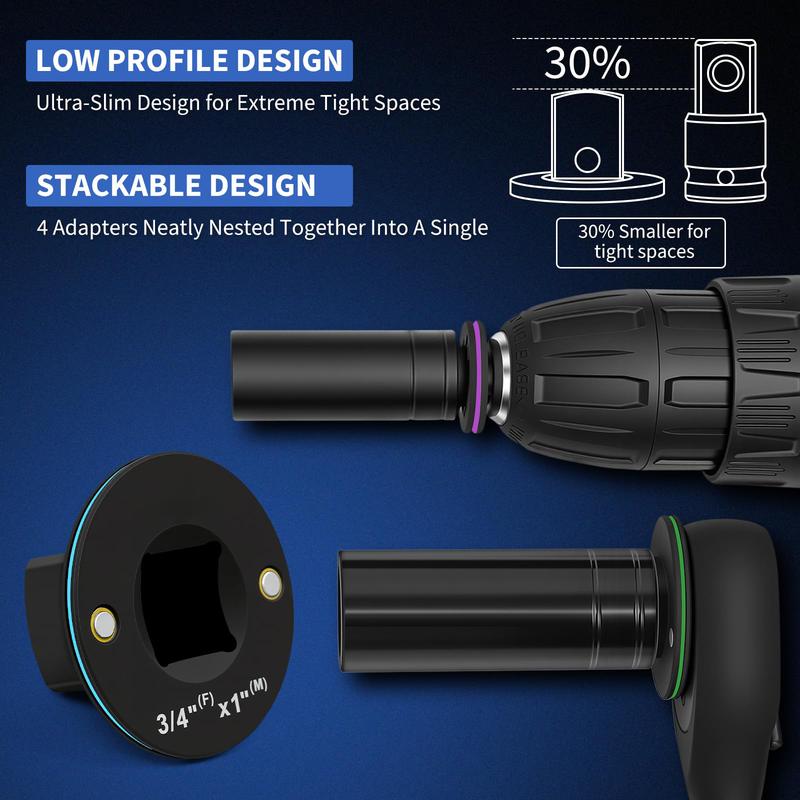 4 Piece Low Profile Impact Adapter Set